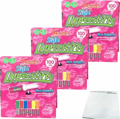 Produktbild von DOK Candy Lippsticks Süße Lippenstifte Spenderbox 3er Pack (300x6g) + usy Block