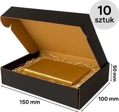 Zdjęcie produktu dla Czarne pudełko fasonowe prezentowe 150x100x50mm (zew) - Zestaw 10 sztuk
