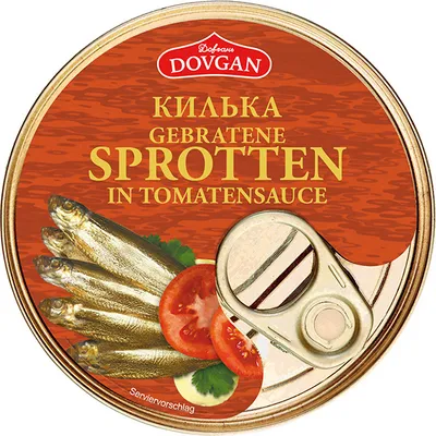 Produktbild von Dovgan Kilka Sprotten in Tomatensauce 240g