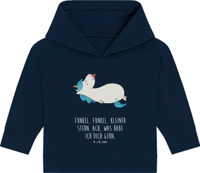 Produktbild von Mr. & Mrs. Panda Organic Baby Hoodie Einhorn Schnuller 24. - 36. Monat - French Navy - Geschenk, Kapuzensweatshirt, Geburt, Kapuzenshirt, Unicorn, Geburtstag