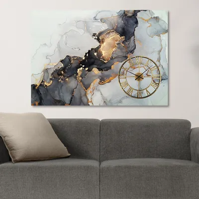 Produktbild von Opviq, ST1471082564_70100, Dekorative Wanduhr, Mehrfarbig, 100% BAUMWOLLE, 70 x 100 cm