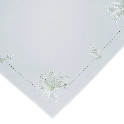 Produktbild von Tischdecke NICOLA Stickerei Maiglöckchen weiß Polyester 85 x 85 cm