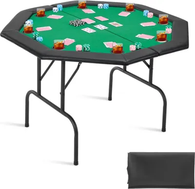 Image de Table de poker pliable - Table de jeu octogonale 126cm - pour 8 joueurs - Premium Spielmöbel