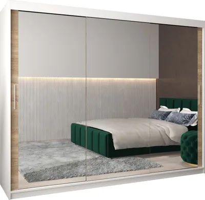 Produktbild von Kleiderschrank, Schiebetürenschrank Schlafzimmer, Schrank mit Spiegel TOKYO 3 250 cm