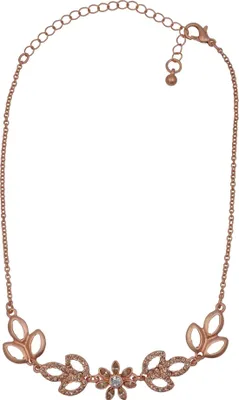 Produktbild von Steuer Modeschmuck Collier Metall 31+9cm rose Glasstein weiß 445050103