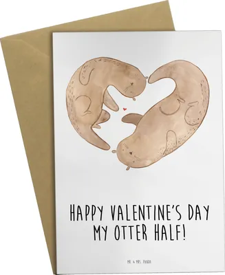 Produktbild von Mr. & Mrs. Panda Grußkarte Otter Valentine - Weiß - Geschenk, für Frauen, Freundin, dankeskarten, Freund, Valentinstag, osterkarte, Hochzeitstag, genesungskarte, Partner