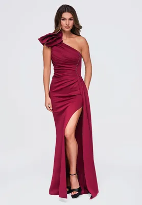 Produktbild von LARICA Kleid Maxi Asymmetrisch Elegant LA-OM-DLR445 burgundy XS