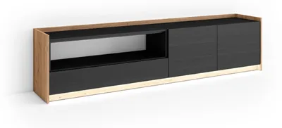 Image de SOKKEL Meuble tv effet bois noir et chêne 207x37x50cm avec Led