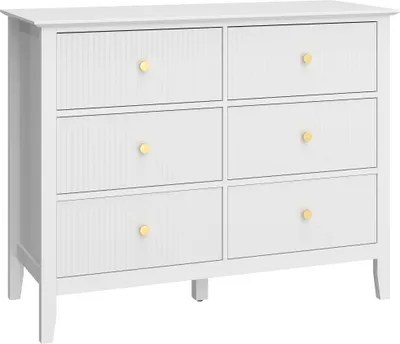 Produktbild von Kommode Sideboard mit 6 Schubladen Moderner Aufbewahrungsschrank für Wohnzimmer Schlafzimmer Flur 100 x 40 x 78 cm Weiß