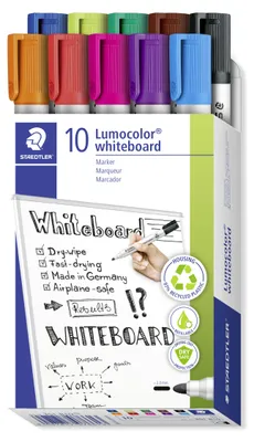 Produktbild von STAEDTLER Lumocolor 351 Whiteboard-Marker mit Rundspitze Etui mit 10 Farben