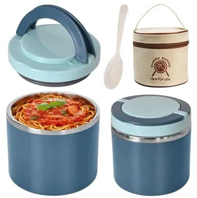 Zdjęcie produktu dla Pojemnik na lunch termiczny stalowy 630 ml bento dla pracy szkoły