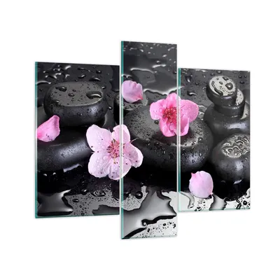 Produktbild von Bilder auf glas - Blumen Steine Tropfen Spa - 95x80cm - Glasbilder - Wandbilder - Kunstdruck - zum Aufhängen bereit - Wanddekoration aus Glas - Glas Bilder - Wandbild auf Glas - GCB95x80-2714