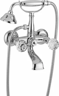 Produktbild von Casa Padrino Luxus Jugendstil Wannenbatterie mit Schlauch und Handbrause Chrom H. 27,5 cm