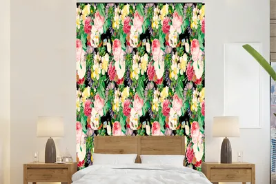 Produktbild von MuchoWow® Fototapete für Wohnzimmer oder Schlafzimmer Wandtapete Vinyl Motivtapete Blumen - Collage - Farben - 225x350 cm - Schlafzimmer tapete