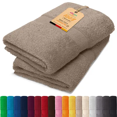 Produktbild von EllaTex PARIS 2er Set Handtücher 50x100 cm – 100% Baumwolle, 500 g/m² Frottier, in Farbe: Beige