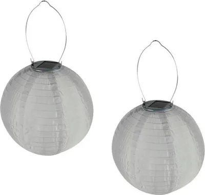 Produktbild von 2er Set Solarlaterne Gartenlampion LED Ø25cm Wetterfest Terrassenbeleuchtung