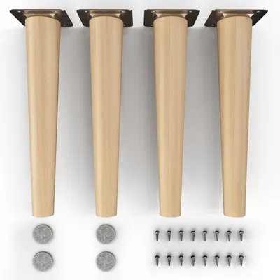 Produktbild von 4x sossai Holzfüße rund - gerade Ausführung 25cm Buche Öl-Finish