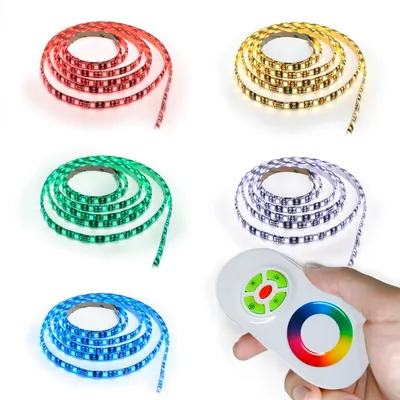 Produktbild von 6m LED RGB Strip Streifen Band Komplett Set mehrfarbig extra Hell 60 LED pro Meter mit Touch Fernbedienung Weiß