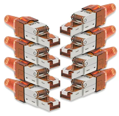 Produktbild von 8x Netzwerk Stecker CAT 7 Werkzeuglos RJ45 CAT7 Netzwerkstecker Netzwerkkabel