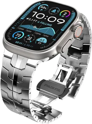 Produktbild von FFO2World Edelstahl Ultra Band Silber für Apple Watch 38 40 41&42mm (Serie 10) - Luxus Metallarmband mit Butterflyschließe