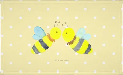 Produktbild von Mr. & Mrs. Panda kleines Handtuch Biene Liebe - Gelb Pastell - Geschenk, Händehandtuch, Flauschtuch, gesichtstuch, gesichtshandtuch, Hummel