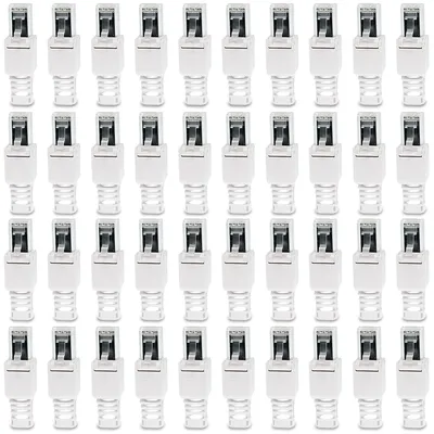 Produktbild von Netzwerkstecker Cat 6a RJ45 Stecker 40x Steckverbinder werkzeuglos Zugentlastung
