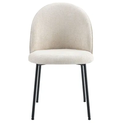 Produktbild von Esszimmerstühle CASSIE 2er Set weiß - moderner Stuhl mit schwarzem Metallgestell, Polsterstühle mit Stoffbezug, Küchenstuhl