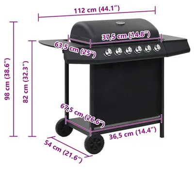 Produktbild von vidaXL Gasgrill mit 6 Flammen Stahl Schwarz