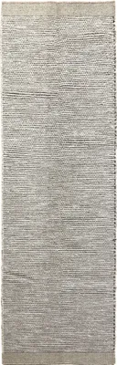 Produktbild von MY-RUG Teppich Roshni, Wollteppich Läufer, handgewebt 250x80 cm, grau, Uni Farben, meliert, Wolle, Schlafzimmer, Flur