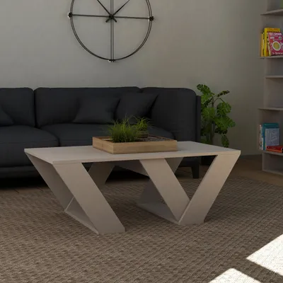 A modern coffee table in a living room setting.