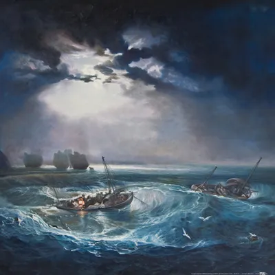 Produktbild von Joseph William Turner Kunstdruck Bild - Fischer Auf Dem Meer, 1796 (40 x 40 cm)