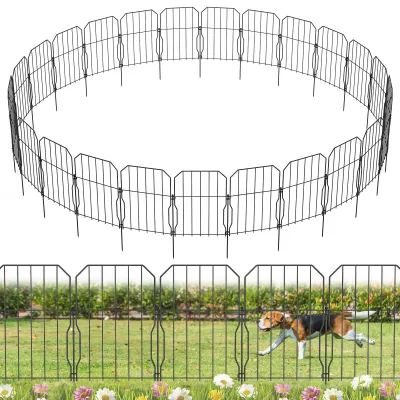 Obrázek produktu pro Sada kovového zahradního plotu 31 cm vysoká - 25 kusů - Nerezová - Moderní design