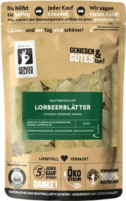 Produktbild von Lorbeerblätter, ganz und getrocknet, Lorbeer zum Kochen und Backen, 10 x 15g