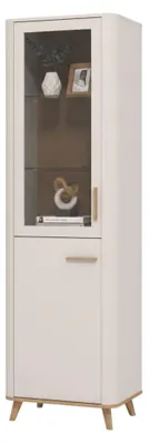 Produktbild von Dmora Vitrine Beige 58x40x193h cm, 4 Einlegeböden, Drehtür