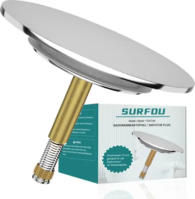 Produktbild von SURFOU Badewannenstöpsel Ø 72mm, Stöpsel Badewanne Abfluss Dichtung 44mm, Badewannen Verschluss Für Badewannenablauf, Wannenstöpsel Universal Stopfen Badewannenstopfen Abflussstopfen Deckel