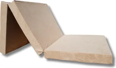 A beige foldable mattress is shown against a white background.