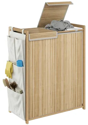 Image de Panier à linge en bambou avec couvercle, collecteur de linge, naturel