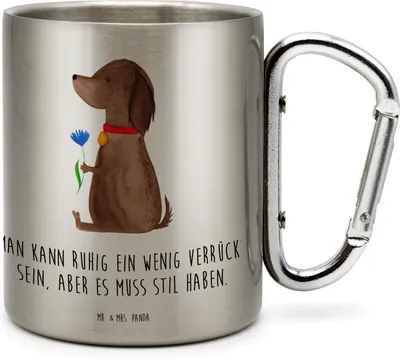 Produktbild von Mr. & Mrs. Panda Kaffeebecher Edelstahl Hund Blume - Transparent - Geschenk, Sprüche, Isolierbecher, Teebecher, Stil, Hunde, Hundeliebe, Becher Aus, Teetasse, Haha
