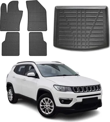 Image de Tapis & bac de coffre Set pour Jeep Compass 2016-2025 Caoutchouc TPE Noir 5x