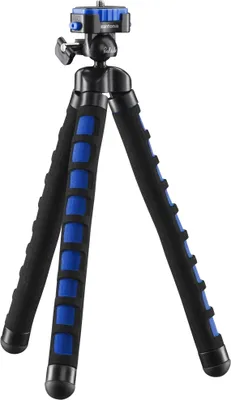 Produktbild von Mantona Kaleido Flex Stativ ocean blue - 270 x 43 x 43 mm - flexibel biegbar - mit Kugelkopf und Schnellwechselplatte - Reisestativ Travelstativ passend für Kameras, Smartphones, Action Cams