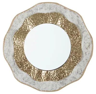 Produktbild von Wandspiegel Shai Metall und Glas Ø 54,5x4,5 cm Gold Creme Mauro Ferretti