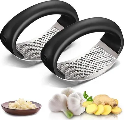Obrázok produktu pre Nožnice na cesnak Elektrometall – ručné náradie na prípravu cibule a cesnaku pre každodenné použitie – kuchynská pomôcka – na zázvor a cesnak – 2 ks, čierne.
