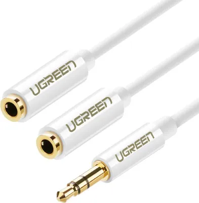 Obrázok produktu pre Ugreen 10739, 3.5mm, Samec, 2 x 3.5mm, Samica, 0,25 m, Biela