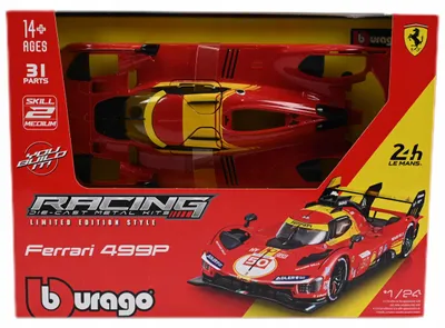 Image de Ferrari 499P #50 Bburago, kit de montage 1:24, modèle réduit de voiture de course, à assembler