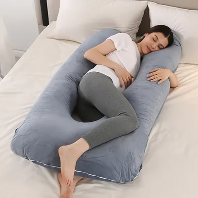 Produktbild von Freetoo Schwangerschaftskissen XXL - 300 cm - Abnehmbarer Bezug - Seitenschläferkissen / Body Pillow / Körperkissen / Stillkissen, Grau