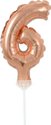 Produktbild von Folienballon für Torte, Zahl 6, Roségold, 1 Stk.