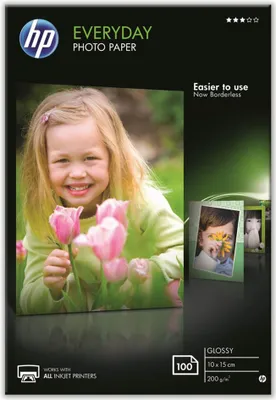 Produktbild von HP Everyday Glossy 100/10x15, 100 x 150 mm, 20 - 80, 15 - 30 °C, 5 - 30 °C, 165.1 x 102.6 x 17.5 mm, 330 g