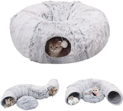 Immagine prodotto di Tunnel coccoloso per gatti - 85 x 26 cm - Grigio