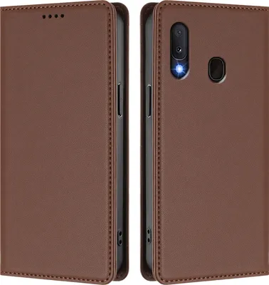 Image de Étui en cuir pour Samsung Galaxy A20E / A10E, étui à rabat magnétique en cuirPolyuréthaneavec support, marron