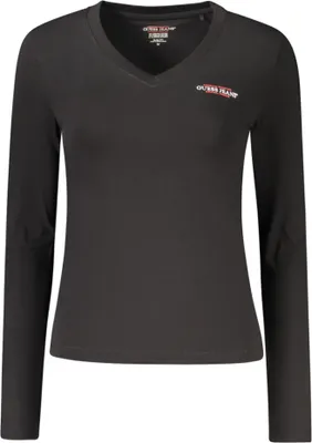 Immagine prodotto di Maglia a maniche lunghe, modello aderente, da donna: nera, scollatura a V, Cotonelogico